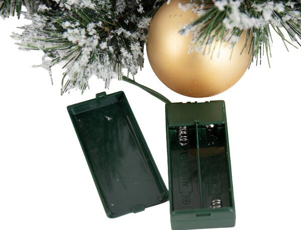 Božićni vijenac bijeli sa zlatnim 45 cm uklj. LED s timerom - Jack