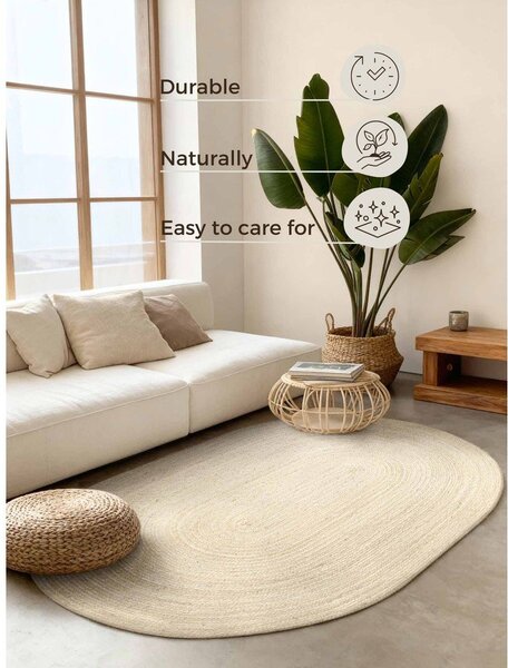 Obostrani/ručno rađen juten tepih u svijetloj prirodnoj boji 160x230 cm Braided – Hanse Home