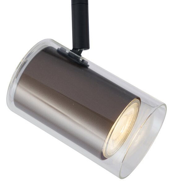 Moderni reflektor tamna bronca s prozirnim staklom za sustav tračnica 1-fazni - Iconic Lloyd