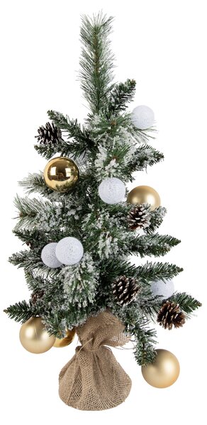 Božićno drvce bijelo sa zlatnim detaljima 60 cm uklj. LED s mjeračem vremena - Jack