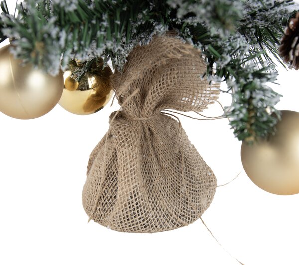 Božićno drvce bijelo sa zlatnim detaljima 60 cm uklj. LED s mjeračem vremena - Jack