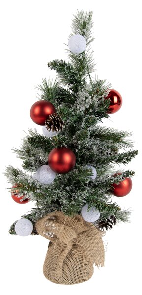 Božićno drvce bijelo s crvenim 60 cm uklj. LED s mjeračem vremena - Jack