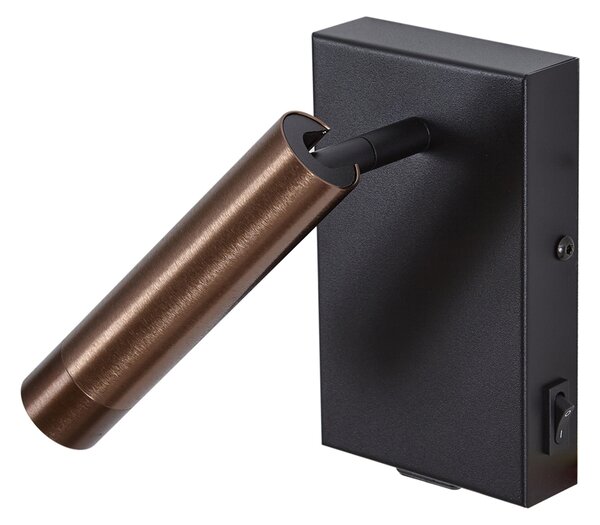 Moderna zidna svjetiljka crna s tamnom broncom podesiva s USB-C - Croft