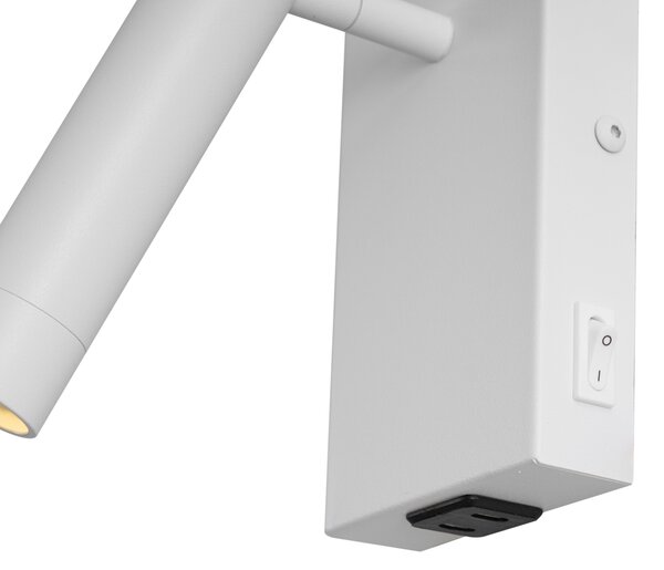Moderna zidna svjetiljka bijela podesiva s USB-C priključkom - Croft