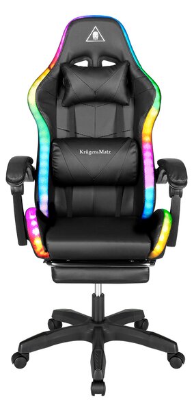 Podesiva masaža u 7 točaka podstavljena led rgb stolica za igranje s osloncem za noge