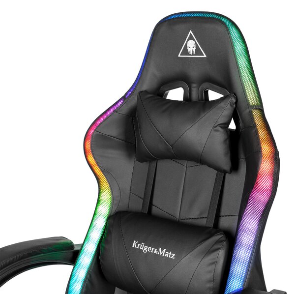 Podesiva masaža u 7 točaka podstavljena led rgb stolica za igranje s osloncem za noge