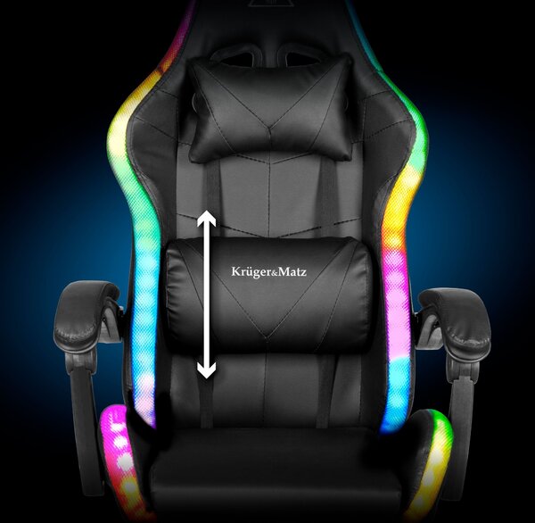 Podesiva masaža u 7 točaka podstavljena led rgb stolica za igranje s osloncem za noge
