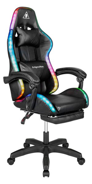 Podesiva masaža u 7 točaka podstavljena led rgb stolica za igranje s osloncem za noge