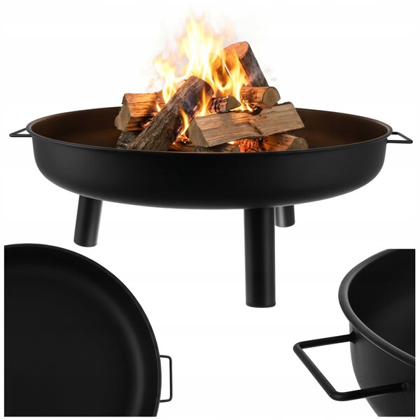 Vrtni željezni kamin 80 cm s ručkama crn