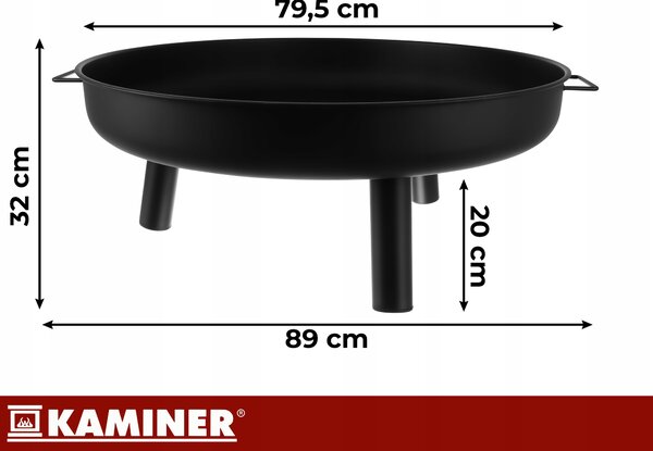 Vrtni željezni kamin 80 cm s ručkama crn