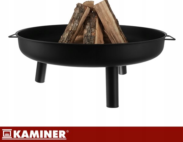 Vrtni željezni kamin 80 cm s ručkama crn
