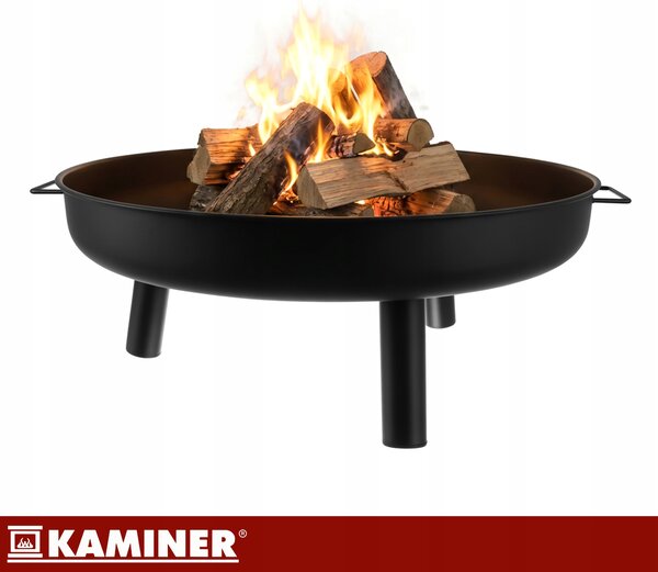 Vrtni željezni kamin 80 cm s ručkama crn
