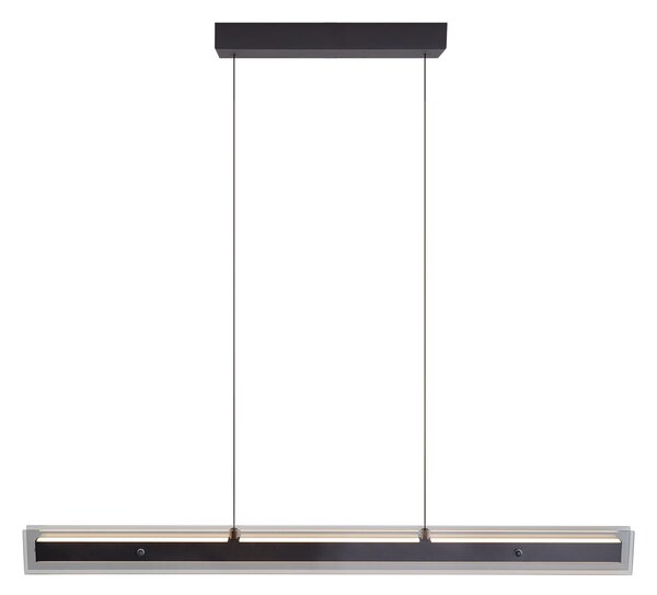 Moderna viseća svjetiljka crna sa staklom zadimljenog efekta uklj. LED Easylift - Catch