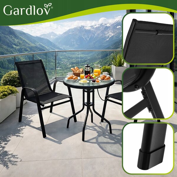 Set od dvije crne metalne vrtne stolice