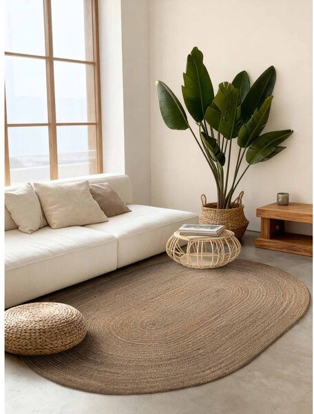 Obostrani/ručno rađen juten tepih u tamnoj prirodnoj boji 160x230 cm Braided – Hanse Home