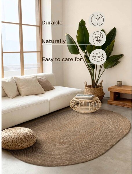 Obostrani/ručno rađen juten tepih u tamnoj prirodnoj boji 160x230 cm Braided – Hanse Home