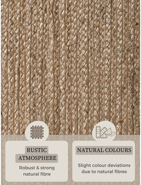 Obostrani/ručno rađen juten tepih u tamnoj prirodnoj boji 160x230 cm Braided – Hanse Home