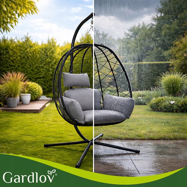 Vrtna viseća stolica jaje do 150 kg na metalnom stalku akcija