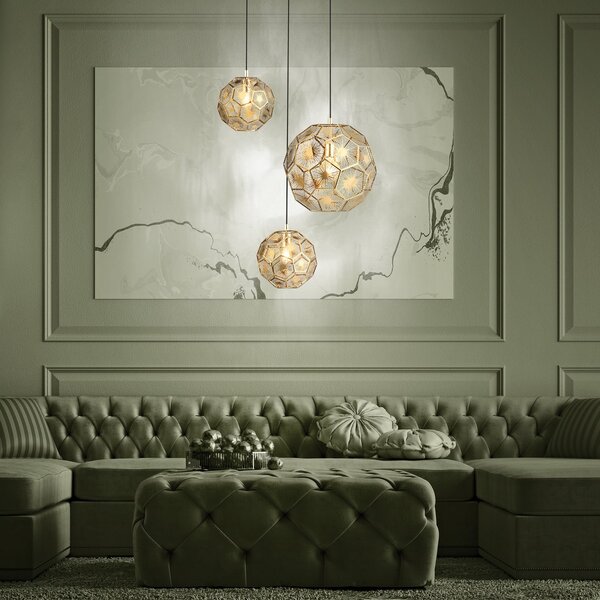 EGLO Skoura viseća lampa, mesingane boje, 70 x 68 cm, 3 svjetla, čelik, prigušiva, Zlato / mjed, Dnevni boravak/blagovaonica, Metal, Metak