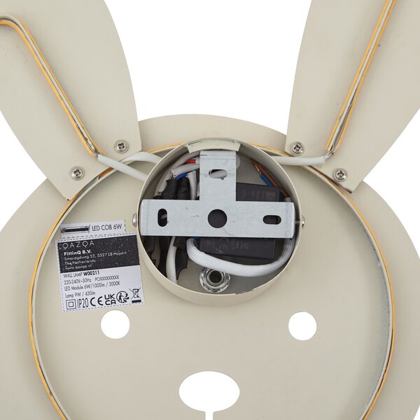Dječja zidna svjetiljka bež, uključujući LED s mogućnošću prigušivanja u 3 koraka - Benny the Bunny