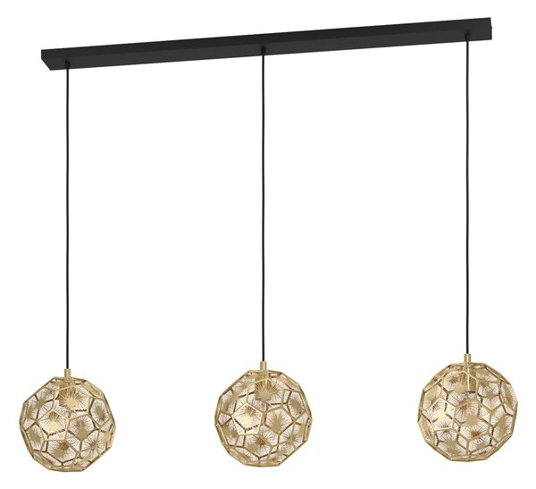 EGLO Skoura viseća lampa, mesingana boja, duljina 130 cm, čelik s 3 kraka, prigušiva, Zlato / mjed, Dnevni boravak/blagovaonica, Metal, Metak
