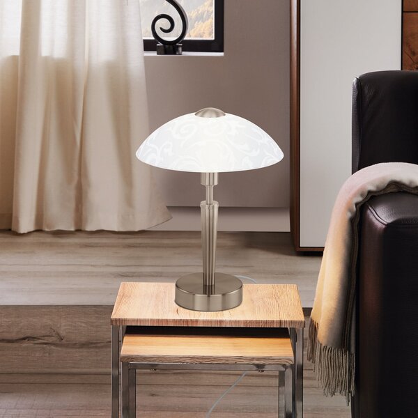 EGLO Stolna lampa SOLO 1, mat nikl, visina 32 cm, metal/staklo, prigušiva, prigušiva, Metalik, Dnevni boravak/blagovaonica, Metal