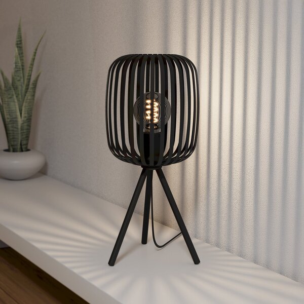 EGLO Stolna lampa Romazzina, crna, visina 44 cm, metal, E27, Crno, Dnevni boravak/blagovaonica, Metal, tronožac