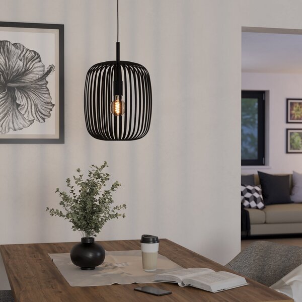 EGLO Romazzina viseća lampa, crna, Ø 33 cm, metal, E27, prigušiva, Crno, Dnevni boravak/blagovaonica, Metal