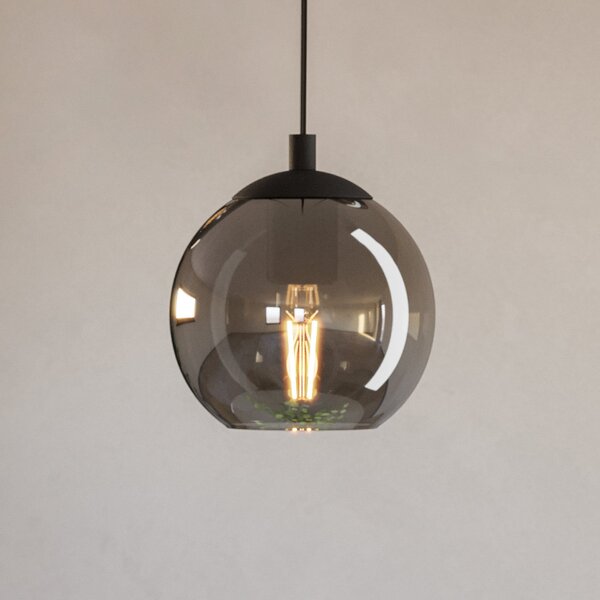 EGLO Ariscani viseća lampa, dimljeno siva, Ø 20 cm, staklo, E27, prigušiva, Crno, Dnevni boravak/blagovaonica, Staklo, Metak
