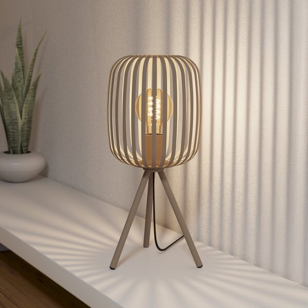 EGLO Romazzina stolna lampa, bež, visina 44 cm, metal, E27, Bež, Dnevni boravak/blagovaonica, Metal, tronožac