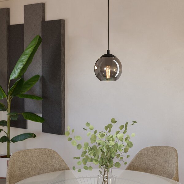 EGLO Ariscani viseća lampa, dimljeno siva, Ø 20 cm, staklo, E27, prigušiva, Crno, Dnevni boravak/blagovaonica, Staklo, Metak