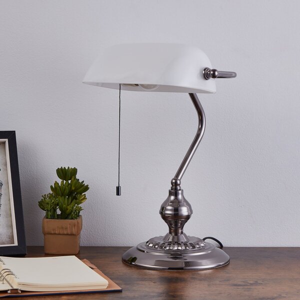 EGLO Stolna lampa BANKER, nikl-boje, visina 39 cm, metal/staklo, Metalik, Dnevni boravak/blagovaonica, Metal