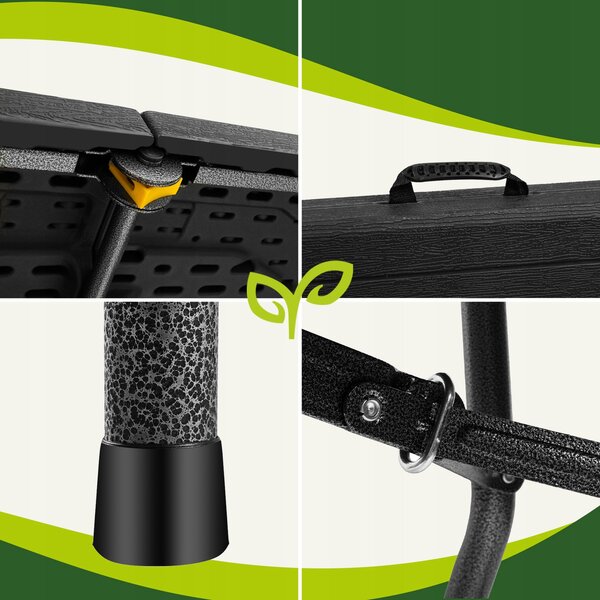 Prijenosni sklopivi vrtni stol 180cm imitacija drva crni