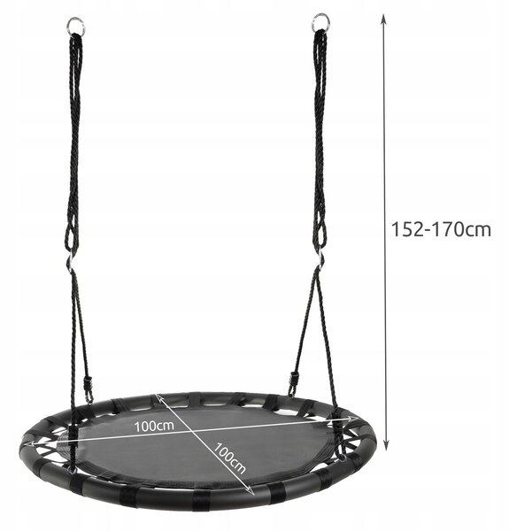Viseća dječja ljuljačka krug gnijezdo 100cm do 150kg crna