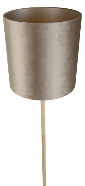 Drvena podna svjetiljka s taupe baršunastim sjenilom 40 cm - Mels