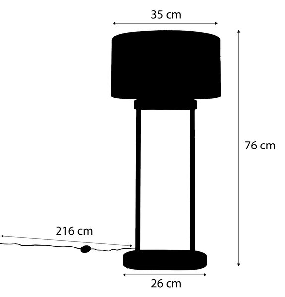 Stolna svjetiljka crna s crnim ovalnim sjenilom 35 cm - Thijmen
