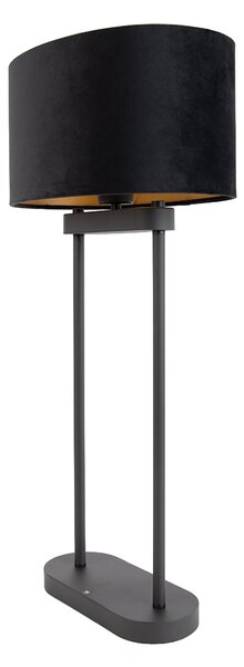Stolna svjetiljka crna s crnim ovalnim sjenilom 35 cm - Thijmen