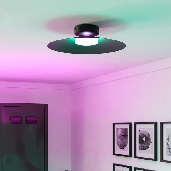 EGLO Conomavilla-Z LED pametna stropna svjetiljka, crna, Ø 45 cm, CCT RGB, prigušiva, Crno, Dnevni boravak/blagovaonica, Metal