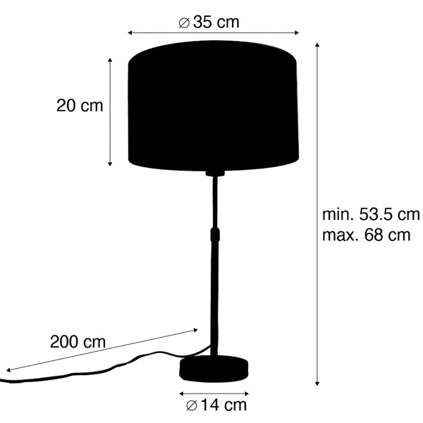 Stolna svjetiljka brončana sa zelenim baršunastim sjenilom 35 cm - Parte