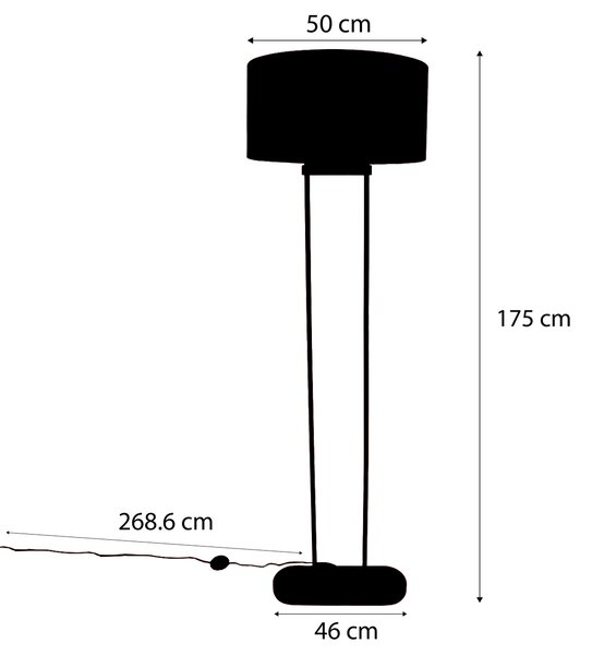 Podna svjetiljka bež s zelenim ovalnim sjenilom i zlatnom unutrašnjosti 50 cm - Thijmen