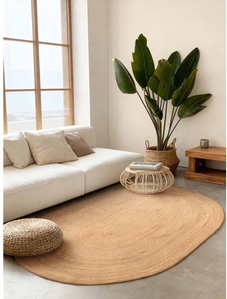 Obostrani/ručno rađen juten tepih u prirodnoj boji 160x230 cm Braided – Hanse Home