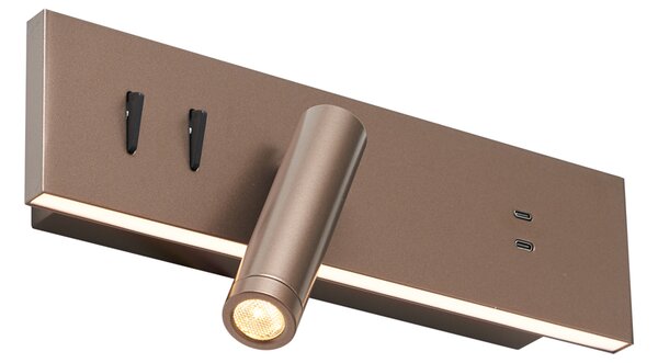 Set od 2 moderne zidne svjetiljke tamno brončane podesive s USB-C uklj. LED - Modric