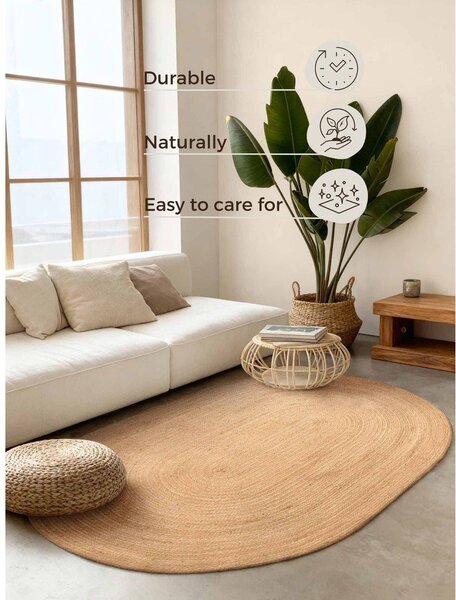Obostrani/ručno rađen juten tepih u prirodnoj boji 160x230 cm Braided – Hanse Home