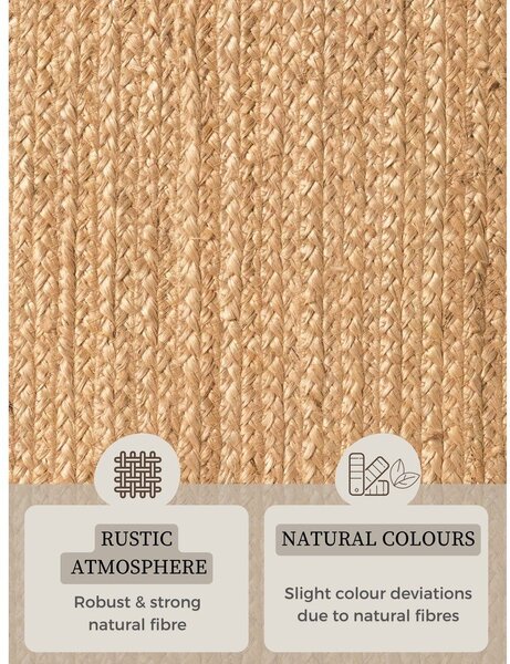 Obostrani/ručno rađen juten tepih u prirodnoj boji 160x230 cm Braided – Hanse Home
