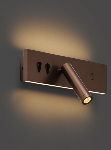 Set od 2 moderne zidne svjetiljke tamno brončane podesive s USB-C uklj. LED - Modric