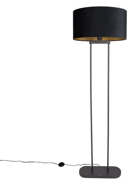 Podna svjetiljka crna s crnim ovalnim sjenilom 50 cm - Thijmen