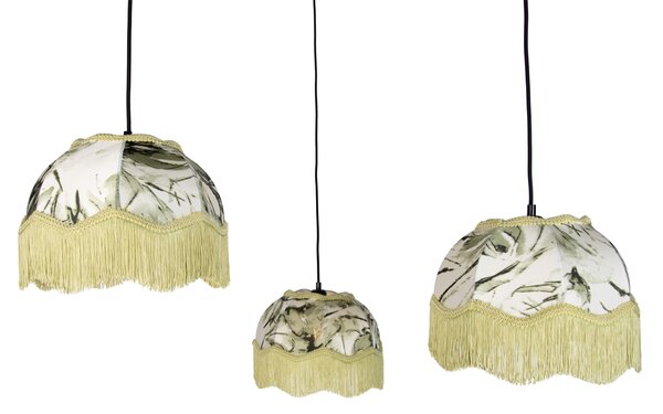 Viseća svjetiljka crna sa sjenilom u obliku lista i bijelom unutrašnjosti 31,5 3-svjetla - Cava