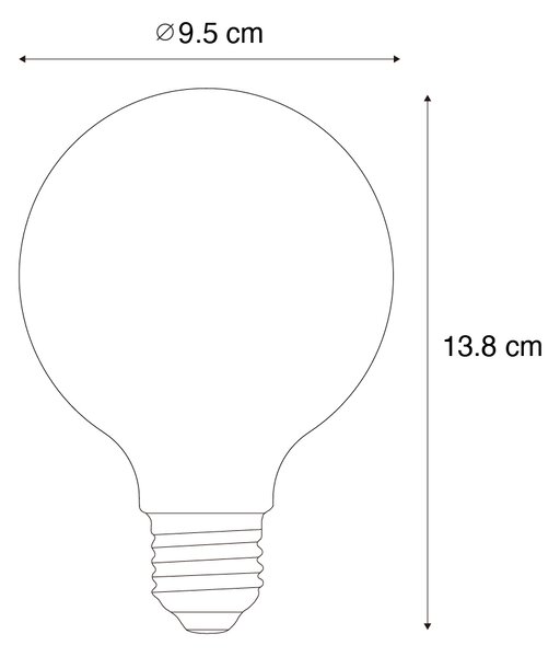 Set od 5 E27 LED žarulja G95 s prozirnom niti 3,8W 806 lm 3000K