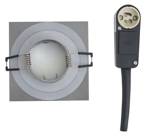 Set od 6 modernih ugradbenih reflektora boje metala kvadratnih IP44 - Qure