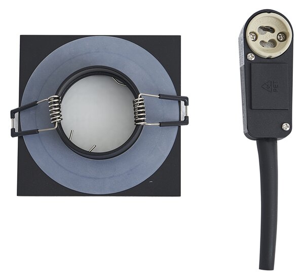 Set od 6 modernih ugradbenih reflektora crni rotirajući i nagibni IP44 - Qure